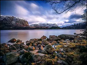 Norwegia, Góry, Jezioro, Kamienie