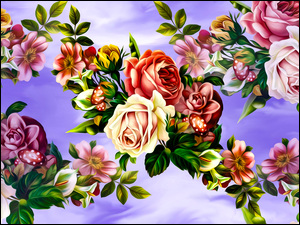 Graficzna kompozycja z kwiatami róż