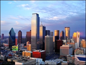 Miasta, Chmury, Panorama, Dallas, Świt