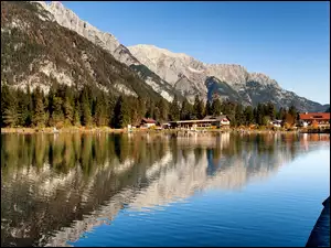 Las, Domy, Jezioro, Góry, Austria