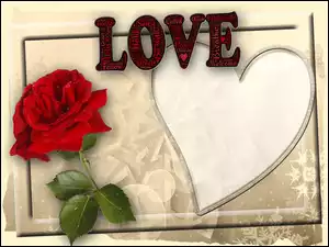 Róża, Love, Kartka, Walentynki, Serce