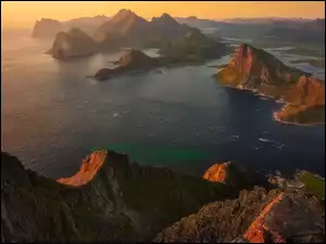 Wyspy, Norwegia, Góry, Morze Norweskie, Lofoty