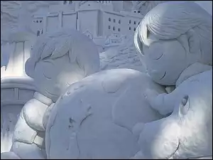 Dzieci, Rzeźba Śnieżna, Kula, Festiwal Śniegu, Pies, Ziemska