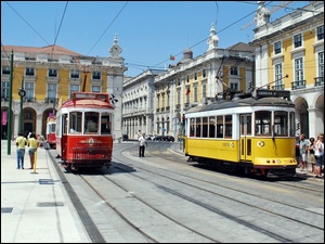 Miasta, Tramwaje, Fragment, Lizbona, Kamienice