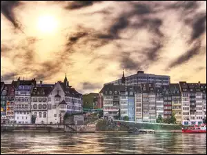 Miasto, Rzeka, Bazylea, Szwajcaria, Domy