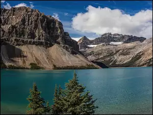 Kanada, Góra, Alberta, Odbicie, Park Narodowy Banff, Crowfoot Mountain, Jezioro, Góry Skaliste, Bow Lake