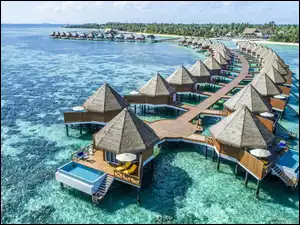 Morze, Tropiki, Wakacje, Wyspa Kooddoo, Hotel, Domki, Malediwy, Mercure Maldives Kooddoo Resort