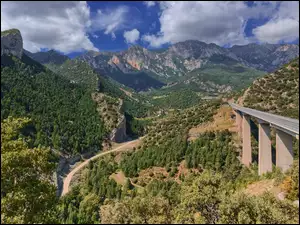 Łańcuch Górski, Pireneje, Pont du Vecchio, Góry, Most, Droga, Francja