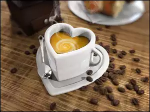 Kawa w filiżance o kształcie serca