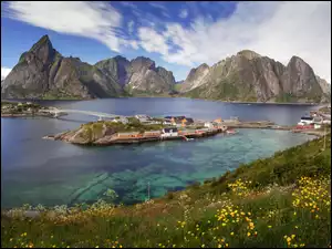 Domy, Norwegia, Morze Norweskie, Góry, Lofoty