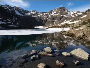 Kamienie, Andora, Pireneje, Góry, Jezioro Tristaina