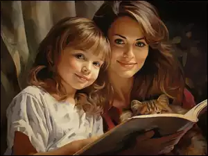 Mama czytająca książke córce