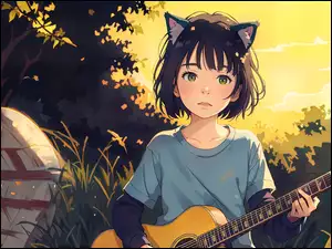 Anime, Dziewczyna, Gitara