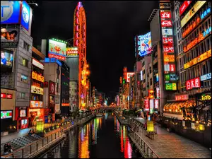 Noc, Japonia, Osaka, Miasto