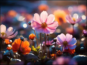 Kolorowe kwiaty z pąkami