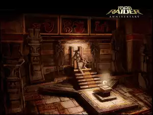Tomb Raider Anniversary, tron, szkielet, schody, kościotrup