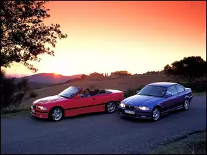 BMW 3, Granatowy, E36, Czerwony Cabriolet