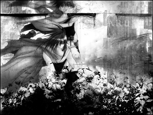 D N Angel, kwiaty, mur, dziewczyny