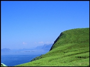 zielona trawa, Góry, Morze