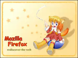 kobieta, manga, FireFox, ziemia, grafika, lis