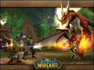 smok, fantasy, World Of Warcraft, grafika, postacie, walka
