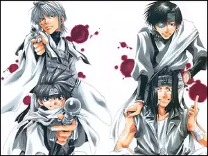 Saiyuki, pistolet, ludzie, krew