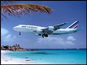France, Plaża, Samolot, Ocean, Air
