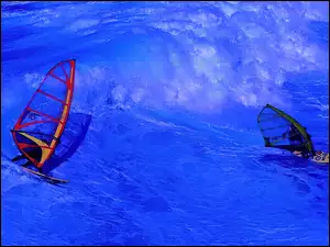Windsurfing, dwaj surferzy