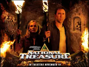podziemie, National Treasure 1, Nicolas Cage, Diane Kruger, pochodnie