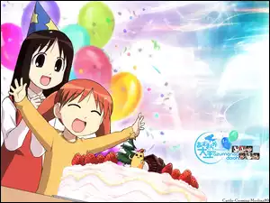 balony, Azumanga Daioh, impreza, dzieci, tort