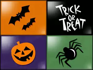 Halloween, pająk, nietoperze , dynia