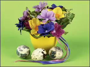 Wielkanoc, Kolorowe, Nakrapiane, Kwiatki, Jaja