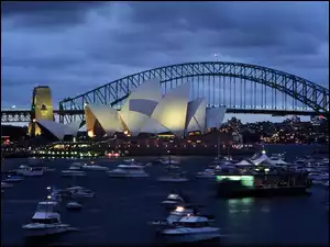 Sydney Opera House, Australia, Zatoka Port Jackson, Sydney, Most Sydney Harbour Bridge