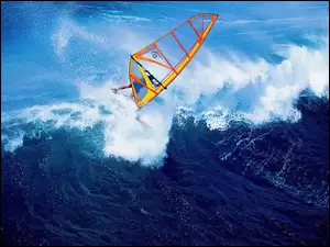 Windsurfing, deska na fali