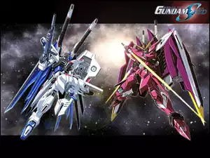 roboty, Gundam Seed, logo, napis, kosmos