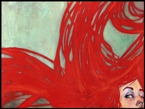Kobieta, Włosy, Twarz, Czerwone
