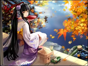 Jedzenie, Dziewczyna, Kimono