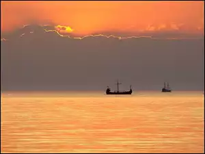 Morze, Słońca, Bałtyckie, Zachód