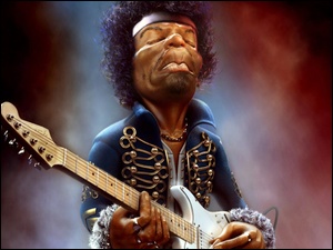 Gitara, Karykatura, Jimi Hendrix