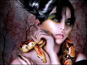 Wąż, Dziewczyna, Dłoń