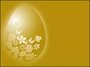 Wielkanoc, Żółte, Białe, Jajo, Kwiatki