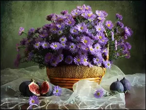 Koszyk, Fioletowe, Kwiaty