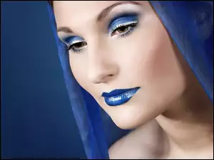 Kobieta, Usta, Makijaż, Niebieskie