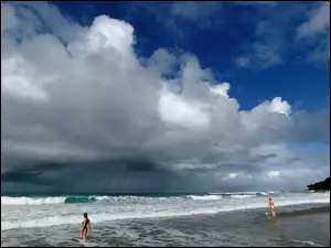 Plaża, Chmury, Morze