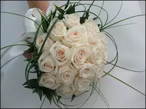 Ślubna, Róż, Wiązanka, Białych