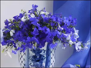 Wazon, Kwiatów, Bukiet, Niebieskich