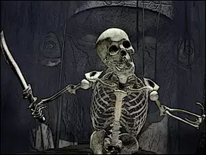 Halloween, szkielet z szablą
