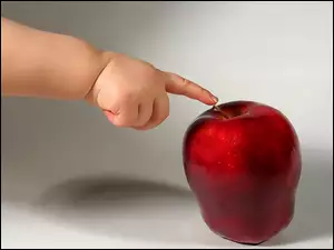 Dziecka, Czerwone, Jabłko, Dłoń