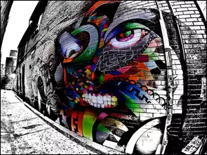 Mur, Kolorowe, Graffiti