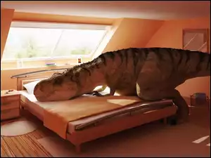 Łóżko, Dinozaur, Poddasze